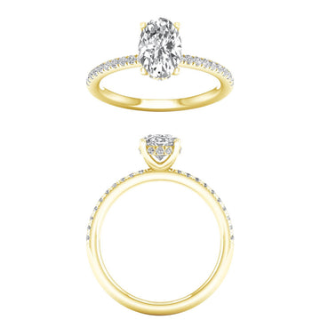 Lab Grown Oval Diamond Hidden Halo Engagement Ring